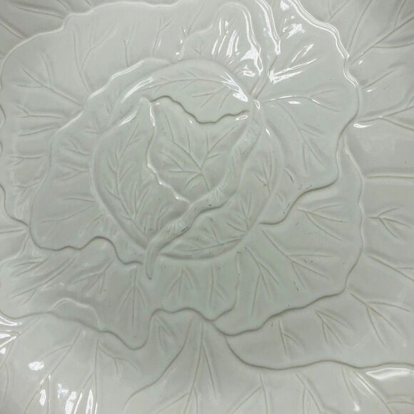 VTG CABBAGE Signature Housewares White Stoneware Large Plate Platter Serving 12” - Picture 2 of 5